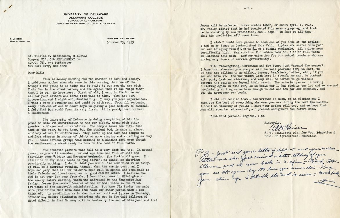 Letter from R.W. Heim