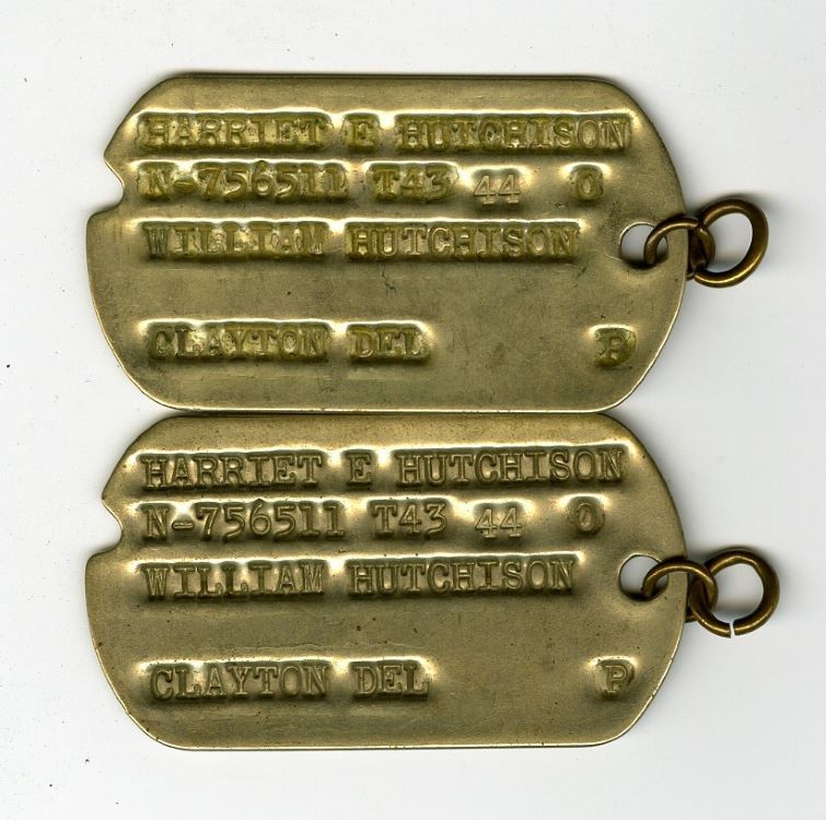 Harriet Elizabeth Hutchison Dog Tags