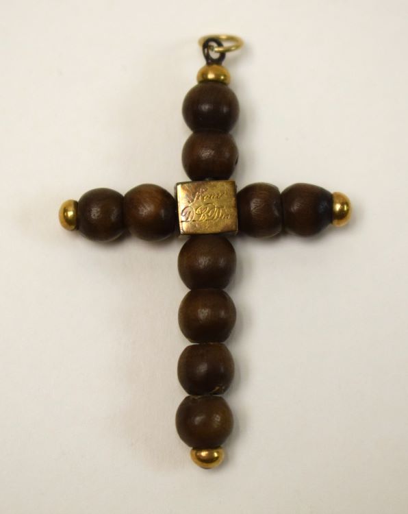 Wood-Beaded Cross Pendant