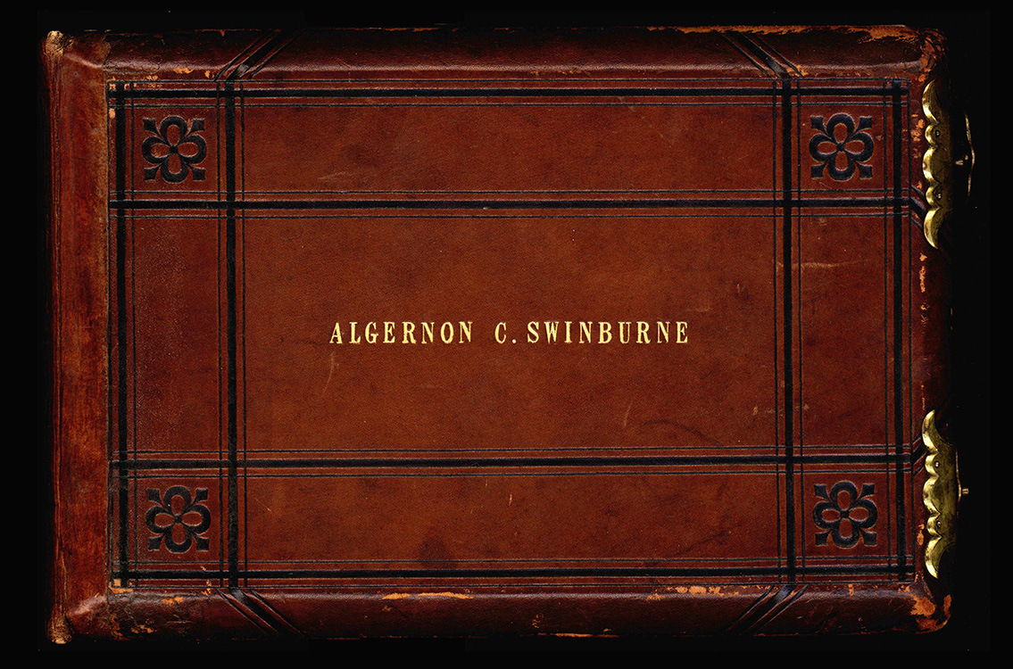 Algernon Swinburne’s photograph album. Contains 50 carte-de-visite photographs, most from the period 1863–1873. Mark Samuels Lasner Collection.