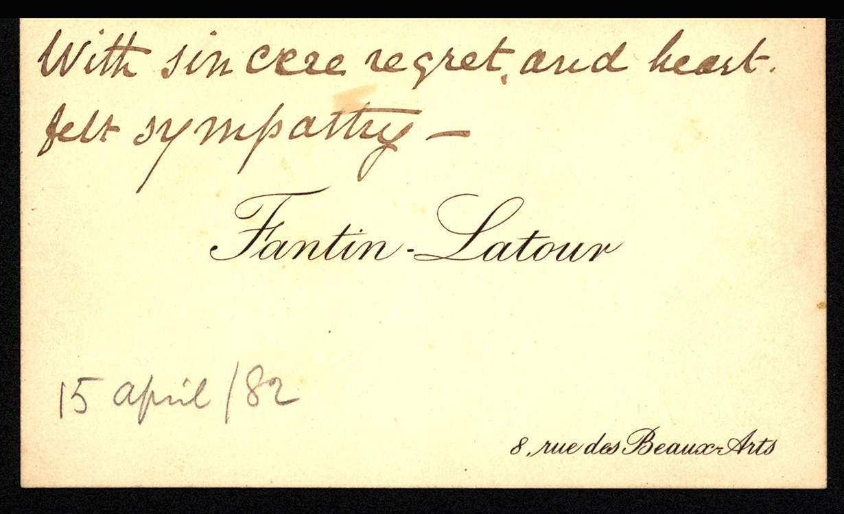 Henri Fantin-Latour (French, 1836–1904). Calling card, 1882. Mark Samuels Lasner Collection.