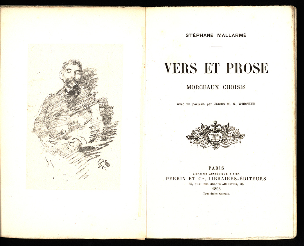 Stéphane Mallarmé (French, 1842–1898). Vers et prose: morceaux choisis; avec un portrait par James M.N. Whistler. Paris: Perrin et cie., 1893. Mark Samuels Lasner Collection.