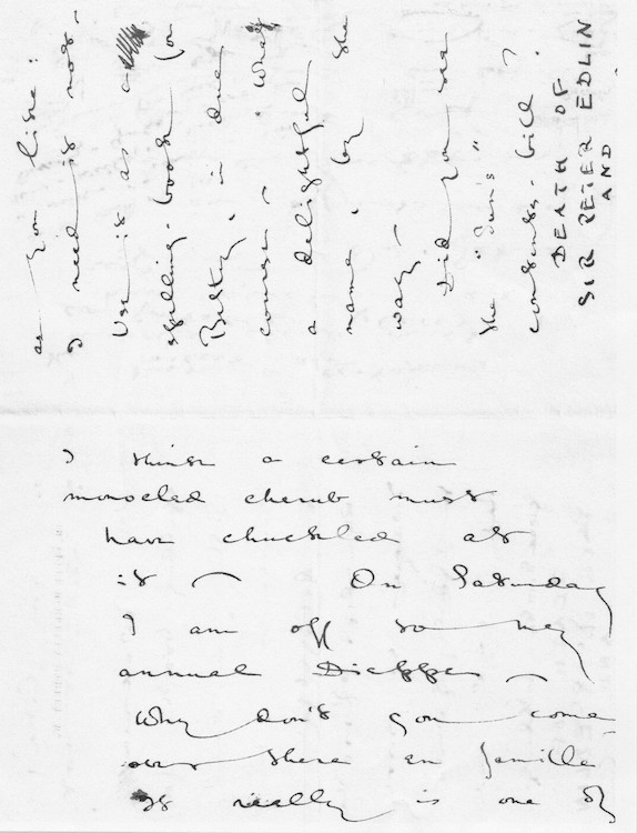 Max Beerbohm (British, 1872–1956). Autograph letter signed to Eric Parker, c. 18 July 1903. Mark Samuels Lasner Collection.