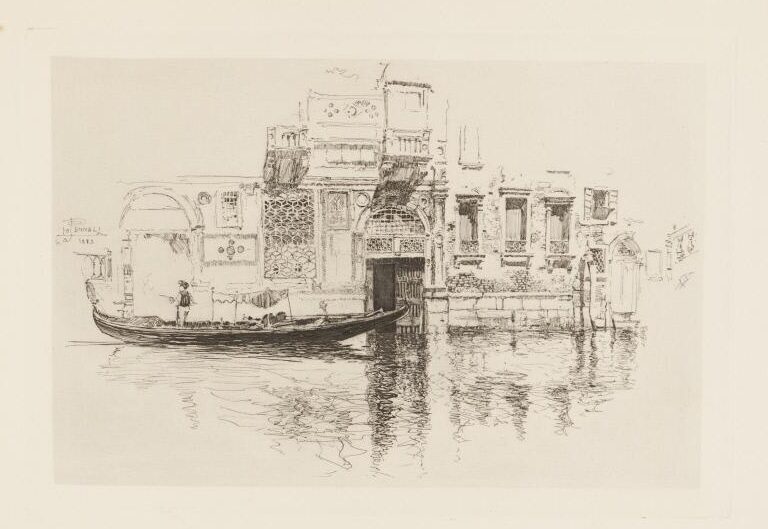 Joseph Pennell (American, 1857–1926). A Watergate in Venice, 1883. Etching on paper. Delaware Art Museum, Gift of Helen Farr Sloan, 1978. Exhibited Spring 2021.