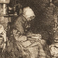 James McNeill Whistler (American, 1834–1903). La Vieille Aux Loques (The Old Rag Woman), 1858. From Douze eaux-fortes d'après nature (Twelve Etchings from Nature)—The “French Set”. Etching and drypoint on paper. Delaware Art Museum, Gift of Richard G. Elliot, Jr., 1984.