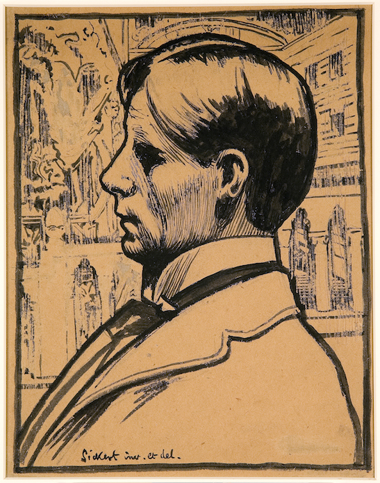 Walter Richard Sickert (British, 1860–1942). Self-portrait, 1897. Ink, watercolor, and wash on paper. Mark Samuels Lasner Collection.
