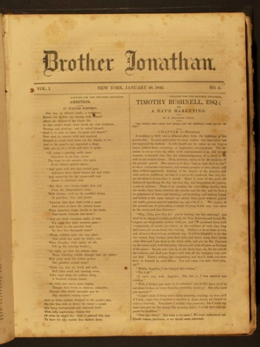 “Ambition, [poem], in Brother Jonathan 1 (29 January 1842), p. 5.