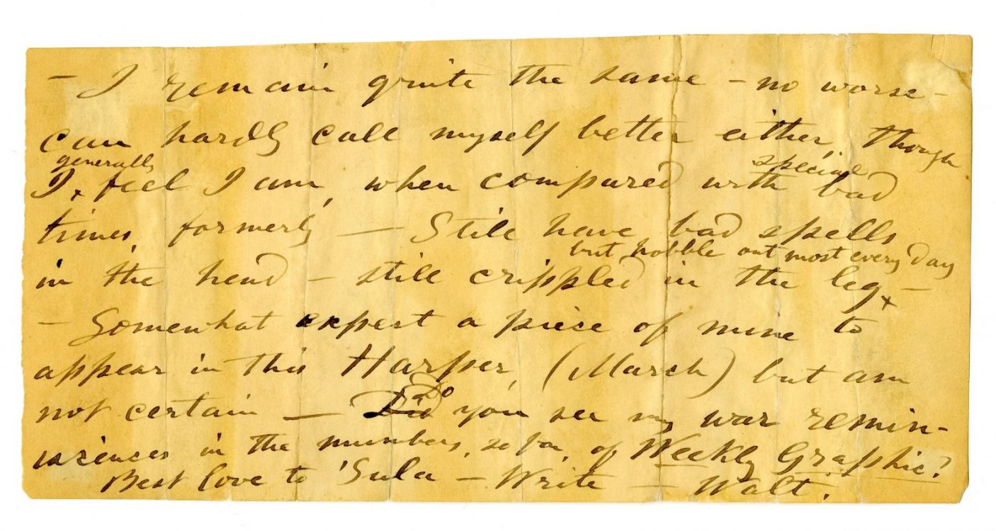 Autograph letter to John Burroughs, [1874], 1 p.