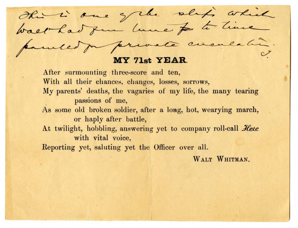 My 71st Year. [New York: Century, 1889].