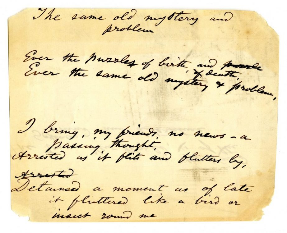 “The same old mystery and problem,” manuscript poem, [n.d.], 1 p.