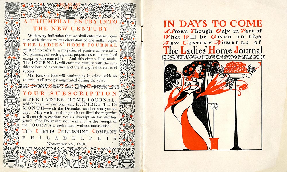 “In Days to Come,” prospectus designed by Will Bradley and ordering blank for the 1901 volume of Ladies’ Home Journal