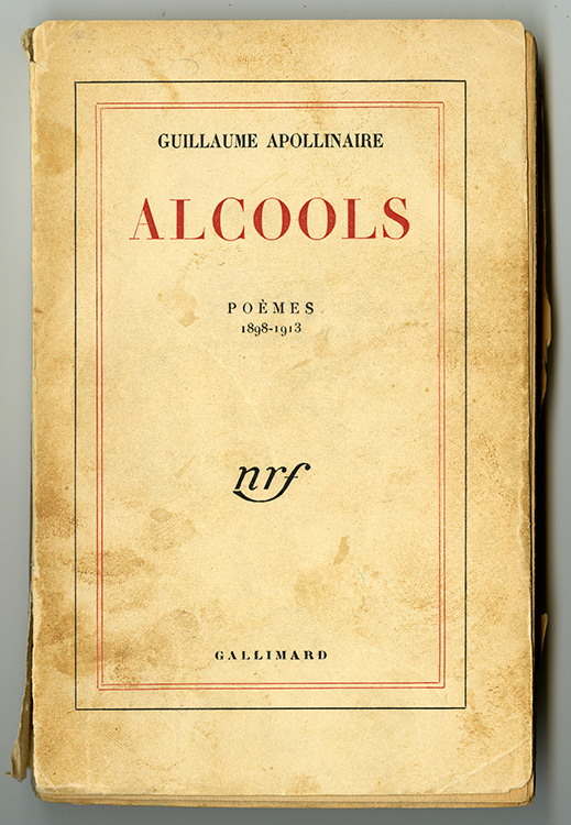 02 – Apollinaire, Guillaume. Alcools: Poèmes 1898-1913. Paris: Gallimard, 1955.  Includes the ownership note: “Kennedy Paris Dec. 55.”